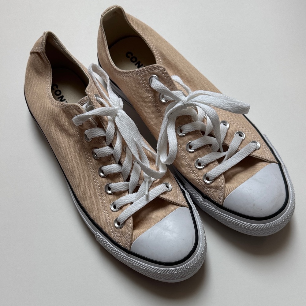 Converse Beige Canvas Sneakers with White Accents
